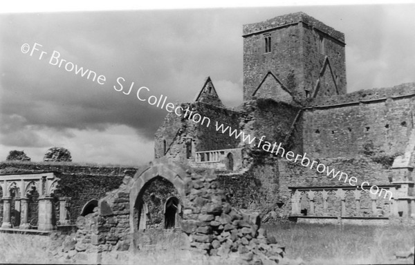 HOLYCROSS ABBEY CLOISTERS & TOWER FROM S.W. CORNER